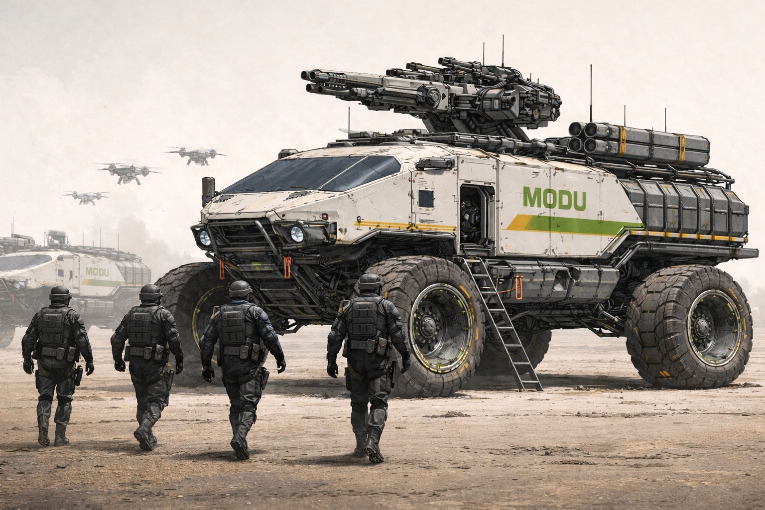 M.O.D.U. strike team approaching a massive transport